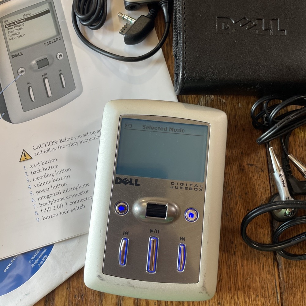 Dell Digital Jukebox Remote Leather Case Cords Manual Bundle